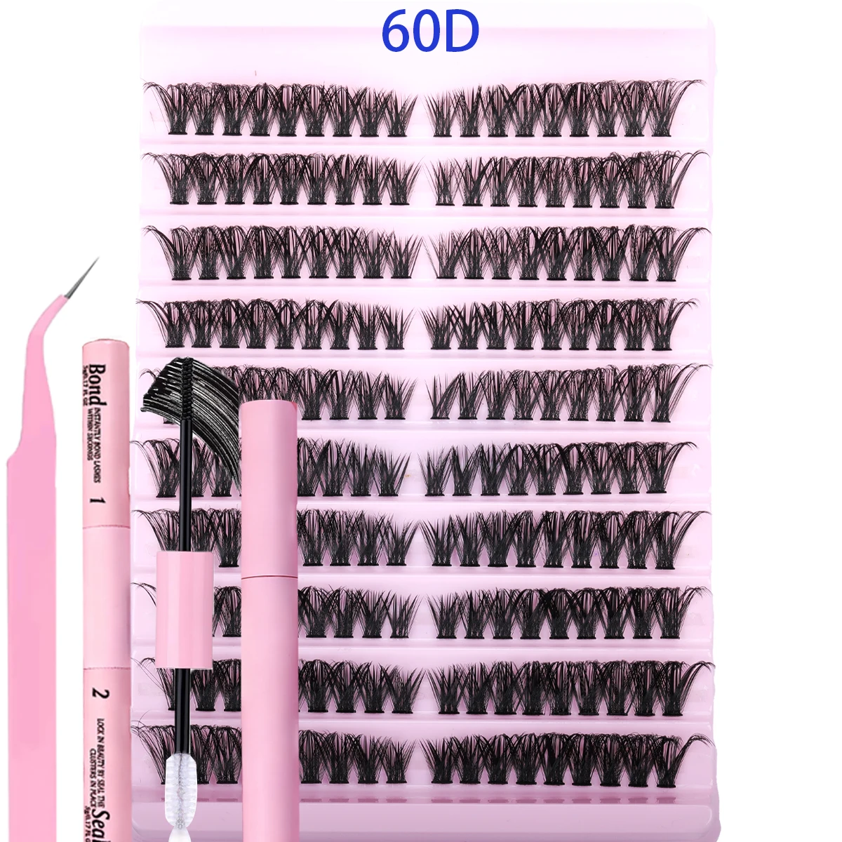 HBZGTLAD Lash Clusters Kit DIY Lash Extension Kit Individual Lashes Cluster with Lash Bond & Seal & Remover EyeLashes Extension