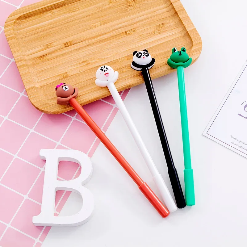 40PCS Cute Blinking Frog Bear Gel Pens 0.5mm Black Student Stationery Kawaii School Supplies