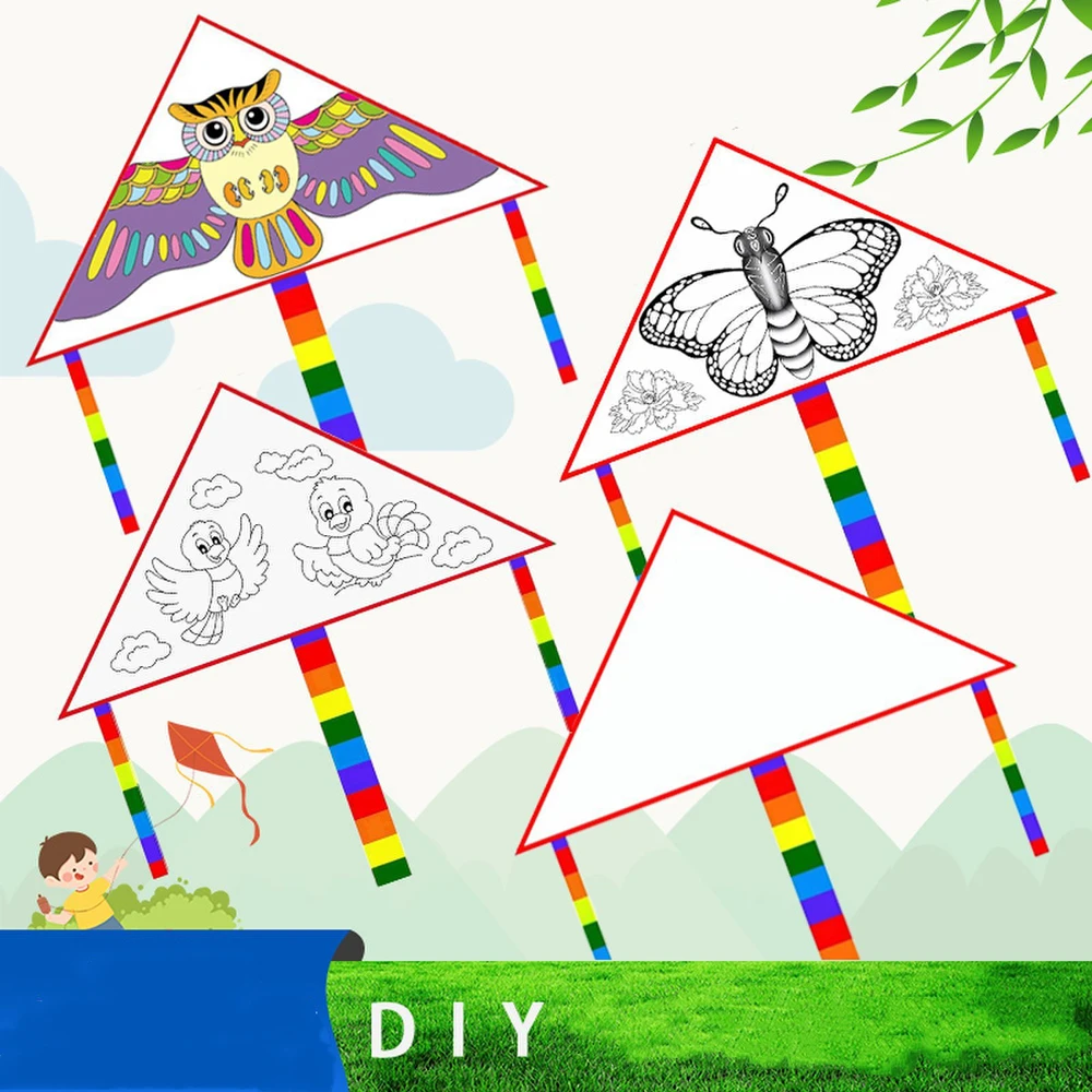 3-delige doe-het-zelf-vliegerset - gemakkelijk te vliegen witte vliegers met draaibare lijn, perfect voor buitenactiviteiten voor kinderen op parken, stranden, graslanden