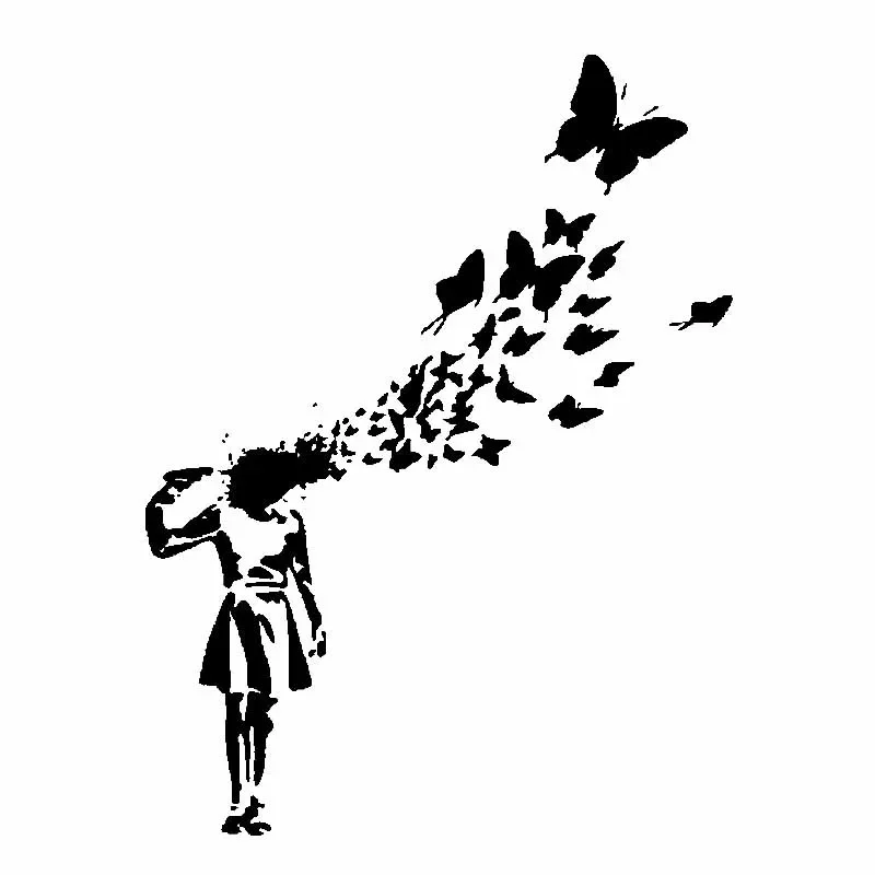 

JPCT Fashion Fun Banksy Suicide Girl Butterfly Stickers for RV, Cover, Luggage Vinyl Waterproof Stickers 17.3cmx13cm