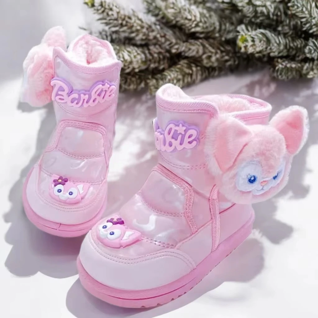 

Зимние сапоги для девочек Disney, зимние плюшевые непромокаемые теплые хлопковые туфли LinaBell, детские розовые утепленные розовые сапоги с героями мультфильмов