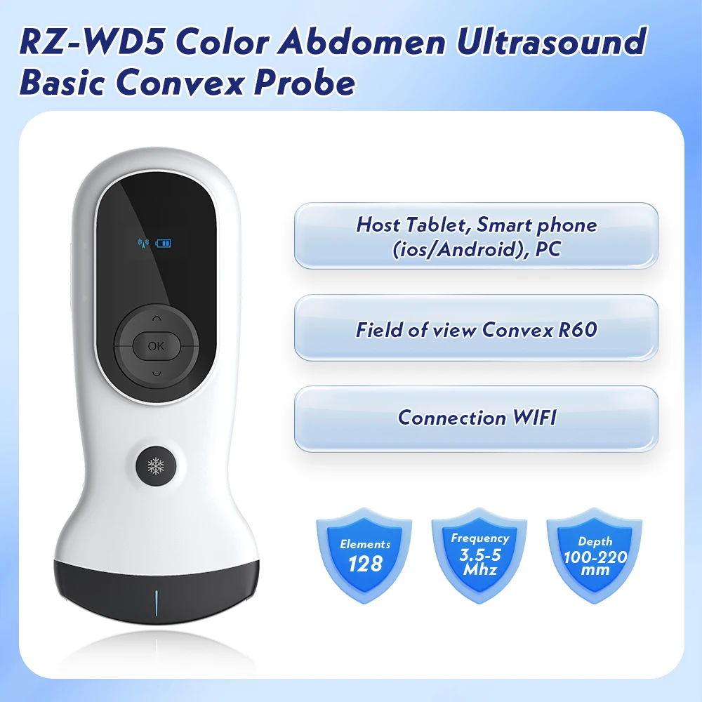 Wireless Ultrasound Probe 120 Elements 7.5-10mhz/3.5-5mhz for Blood Vessels, Musculoskeletal, Nerves,Abdominal, Obstetrics