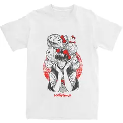 Oversized T Shirt Junji Ito X Hello Kitty 100 Cotton T-Shirts Popular Tshirt for Mens Summer Awesome Pattern Short Sleeve Tops