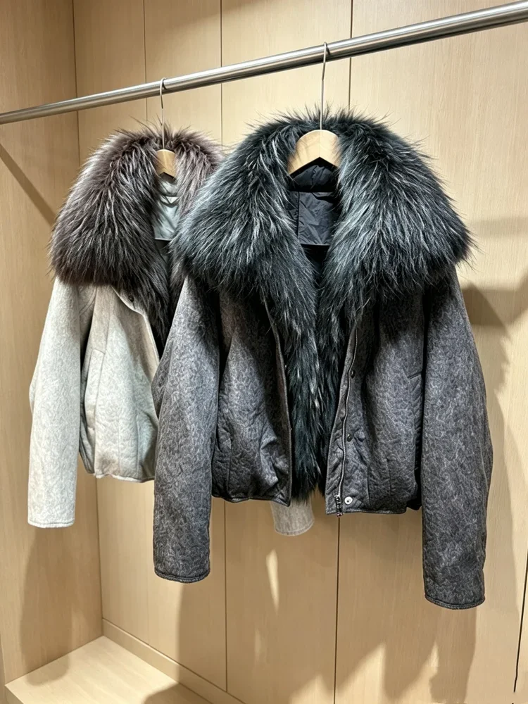 OFTBUY Thick Warm Puffer Coat Women Large Real Natural Raccoon Fur Clothing New 90% White Duck Down Jacket Fashion Female Parkas