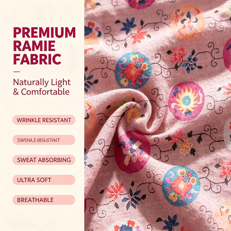 Natural Plain Weave Ramie Cloth Moisture Absorbing Dyed Textile For Summer Dress Table Decor Wholesale