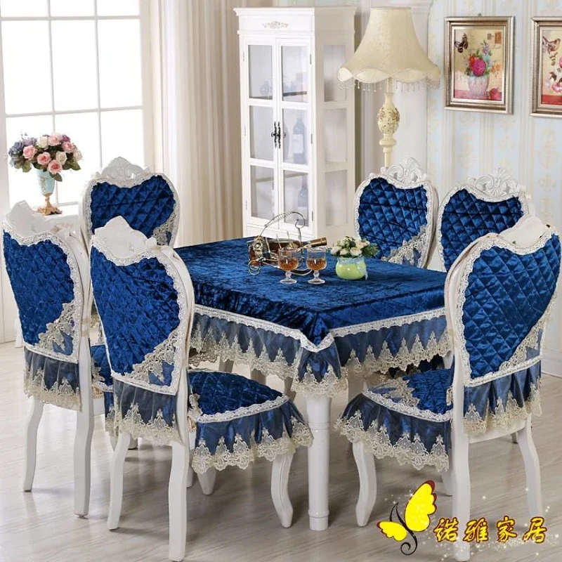 Blue Tablecloth Rectangular Cloth Cotton Table Cloth Dustproof Table Cover Square Splicing Tablecloths for Wedding Party Home