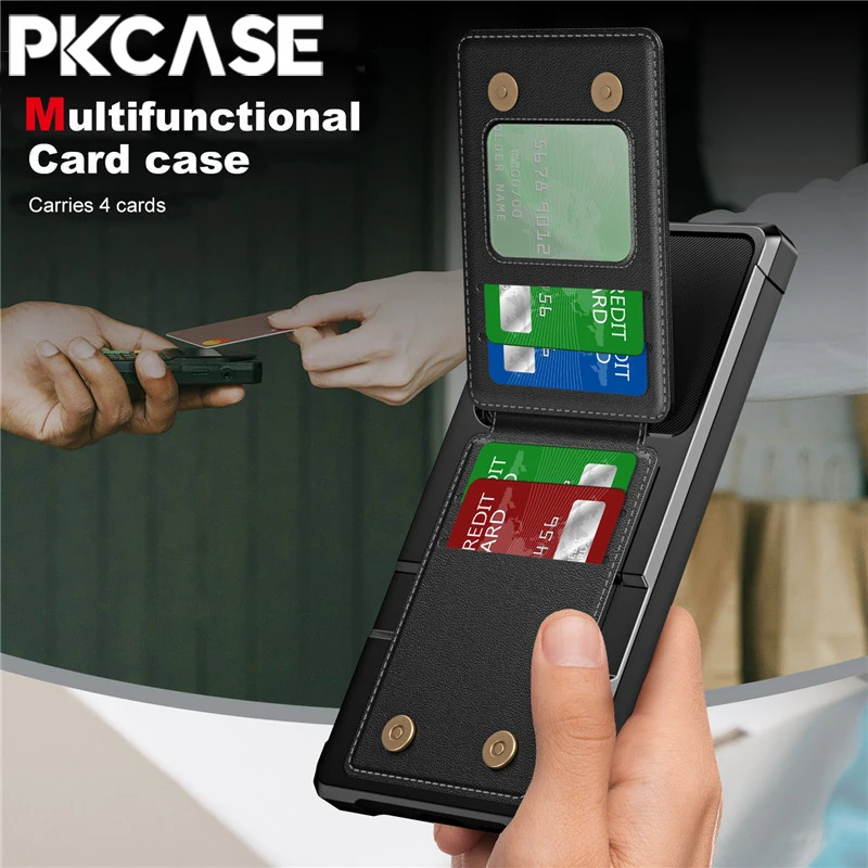 PKCASE فتحة للبطاقات العمودية محفظة الهاتف حقيبة لهاتف سامسونج S25 Edge S24 S23 FE Plus S22 Ultra A56 A36 A26 A16 A55 A35 A25 A15 غطاء