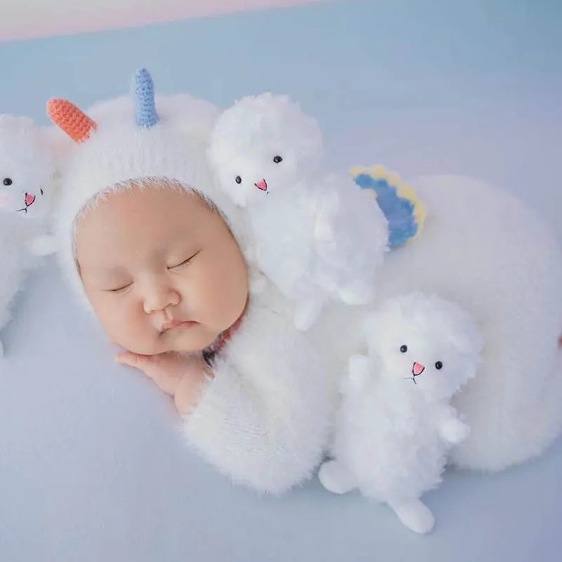 Baby Photography Costume Cute Mohair Jumpsuit Set Baby Boys Girls Posing Animals Dolls Studio Newborn Photo Shooting Accessories
