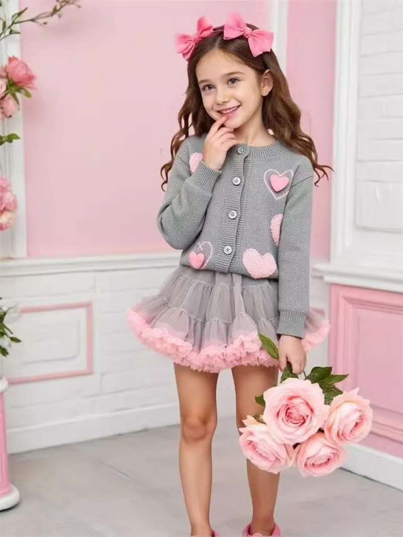 

2026 New Children's Wear Autumn Collection Arrivals Girls Stylish Sweet Colourful Knitted Sweater Baby Tutu Skirt Two-piece Set