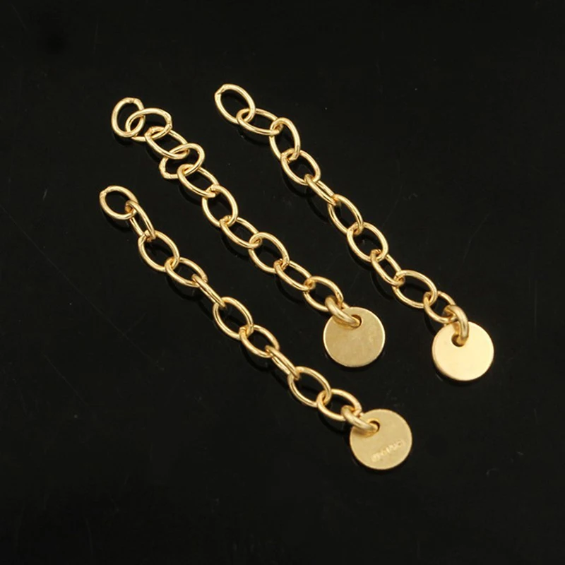 14K Gold Filled Verlängerungskette, Kabel-Verlängerungskette für Armbänder mit rundem Scheibenanhänger, Schmuckherstellungszubehör, Halskettenkette – Detail 14