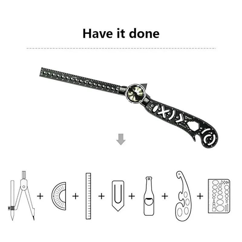 مسطرة رسم معدنية متعددة الوظائف - مجموعة منقلة بوصلة صغيرة منحنية، ملحق رسم أنماط الدائرة