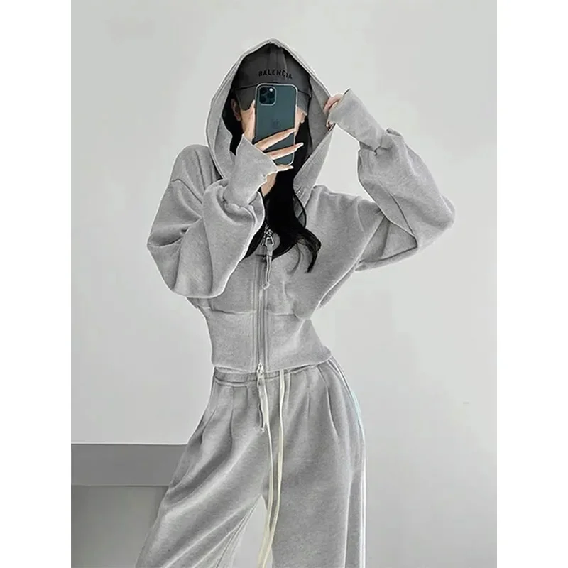 Sports Suit for Female Autumn Students Loose fit Slimming Fashion Internet Celebrity Hoodie Casual Two-piece Running Suit Trendy