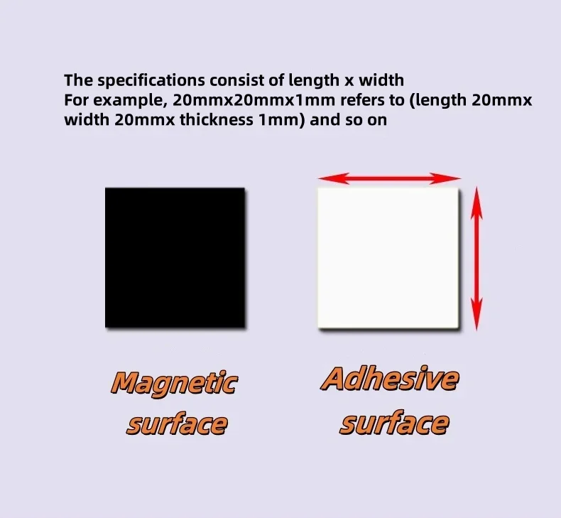 Square Magnetic Sheets 20mm~35mm Square Self Adhesive Magnets Rubber Soft Magnetic Sheet Refrigerator Office DIY Magnetic Sheets