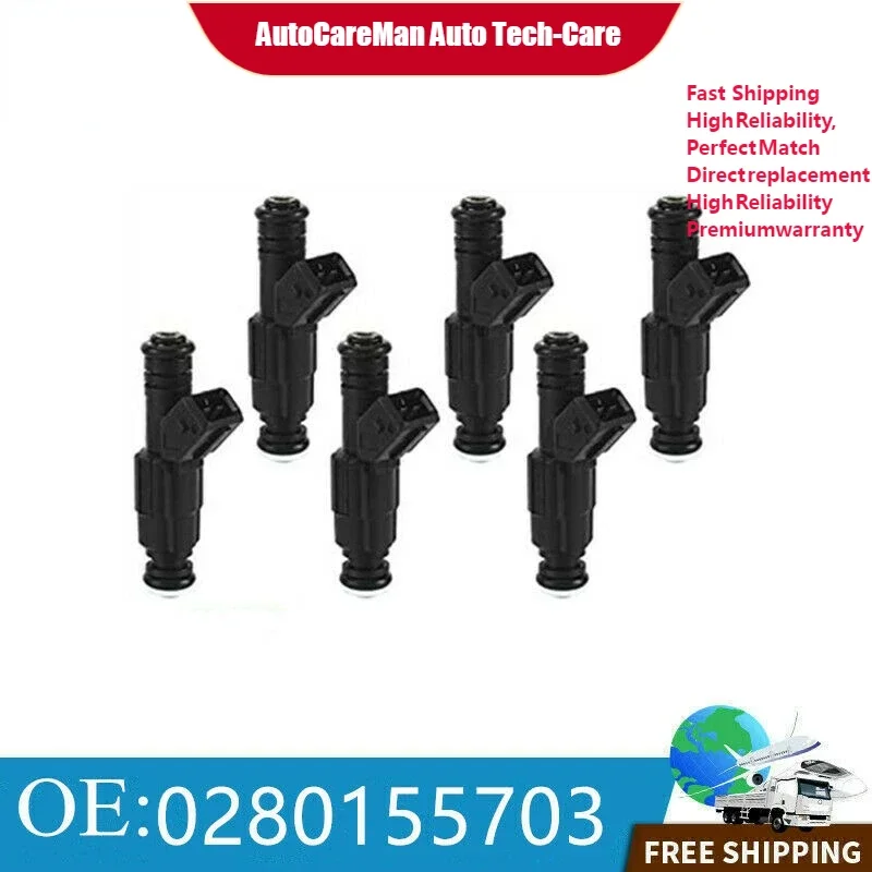 

Fit forJeep Comanche Wrangler Cherokee 4.0L 6Pcs 0280155703 4 Hole Fuel Injectors