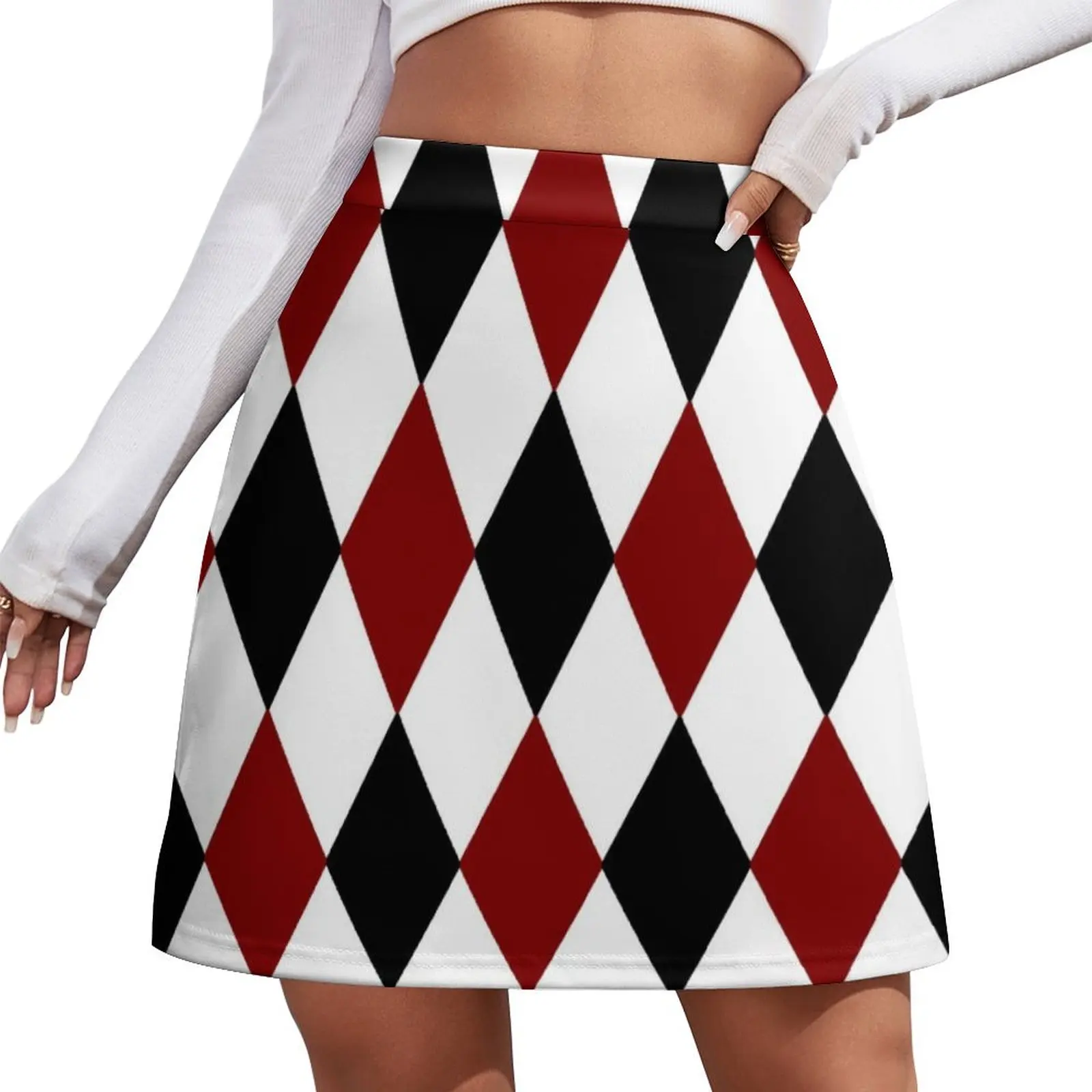 

Black White Red Harlequin Mini Skirt korean fashion skirts summer 2025 woman clothes for women Mini Skirt