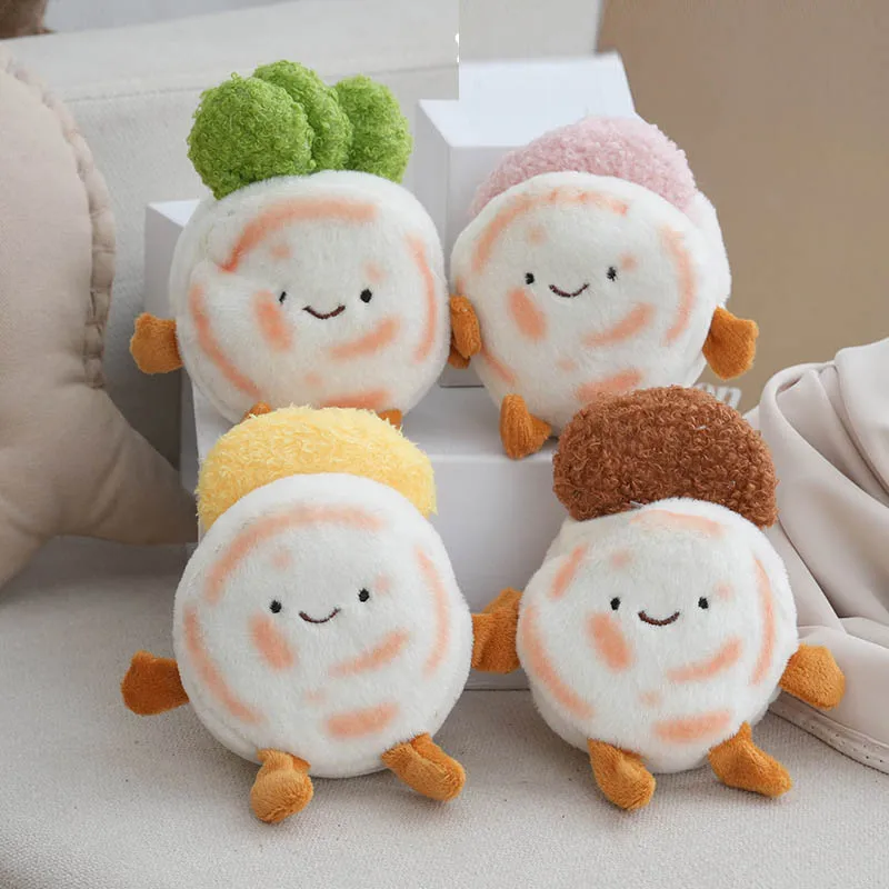 24pcs/lot new 12cm cute Hamburger-style Chinese Meat Pie plush toys keyring Egg Vegetables dolls key chain gifts wholesale