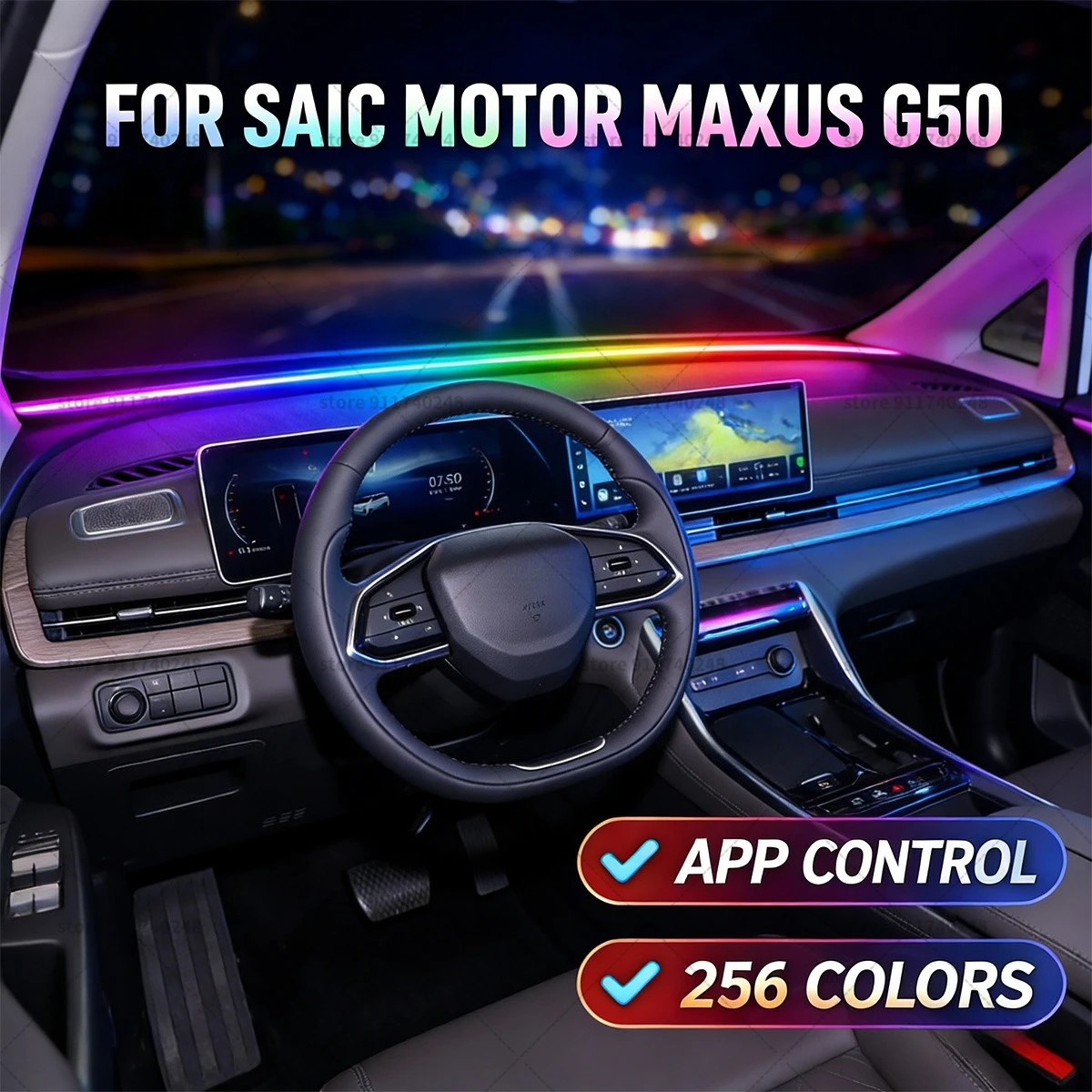 

For SAIC Motor Maxus G50 Automotive decoration light strip, colorful acrylic front windshield soundproofing strip