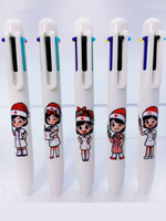 10PCS Medical Six-in-One Multicolor Pen, Christmas Nurse Multicolor Ballpoint Pen, Nurse's Day Gift Stationery