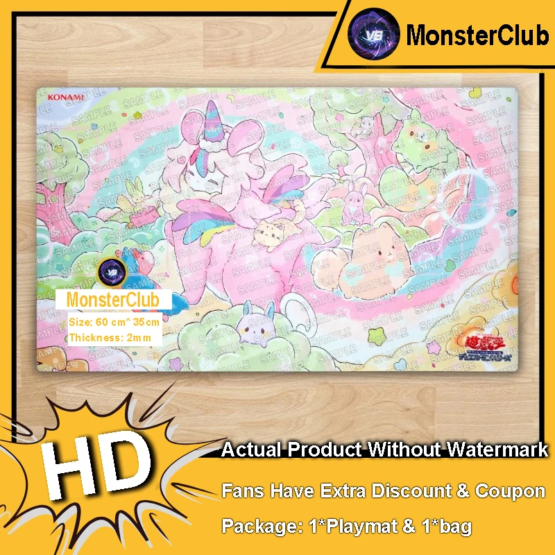 

YuGiOh Playmat Melffy Mommy TCG CCG Mat Melffy Puppy Rabby Board Game Pad Trading Card Game Mat Rubber Mouse Pad Bag 600x350x2mm