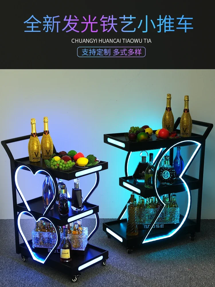 bar luminous wine cart night KTV wine delivery food cart mobile birthday cake trolley led trolley