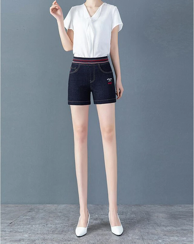 

new summer office lady cotton plus size brand female women girls stretch Denim Shorts