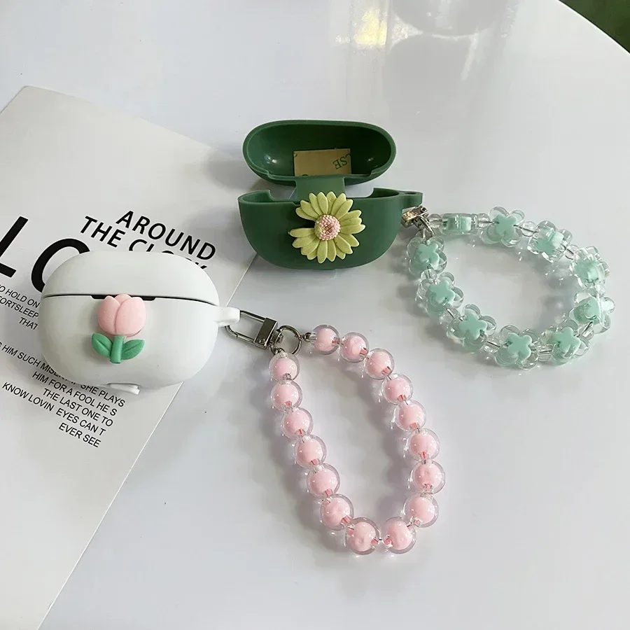 Для EDIFIER X1 Evo чехол с милым мультяшным рисунком/тюльпанами/ромашным цветком, кулон и силиконовый чехол для наушников