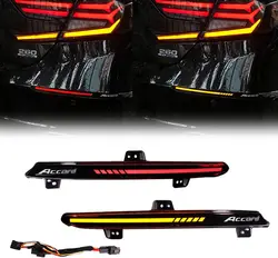 LED Reflector Rear Bumper Tail Light for Honda Accord 2018 2019 2020 Brake Lamp w/ Dynamic Turn Signal Alphabet Style Smoke Lens