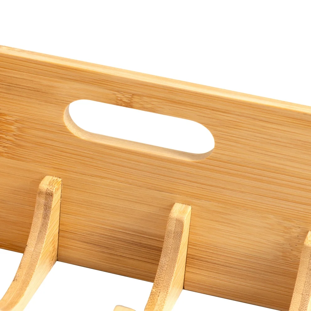 حامل أكواب من الخيزران منظم رف تخزين المطبخ مع ثلاث طبقات زجاجات طبيعية صديقة للبيئة أكواب حامل نظارات مانع للانزلاق #6