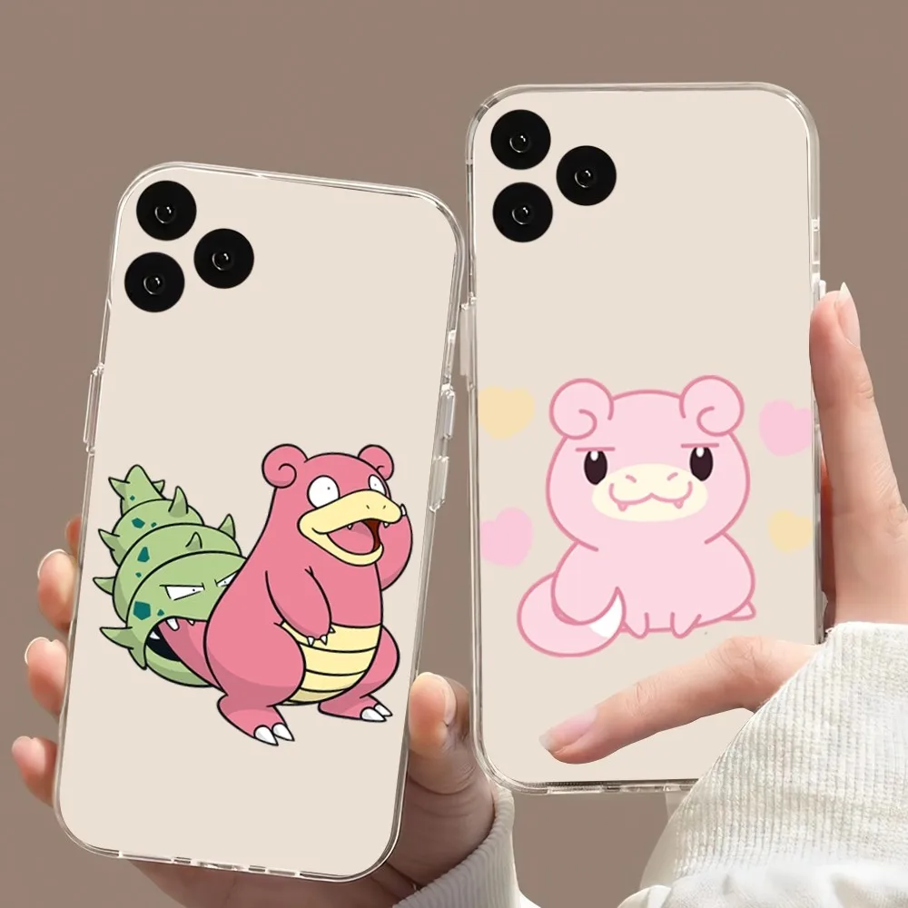 MINISO Pokemon Slowpoke Phone Case For iPhone 11 12 13 14 15 Pro XS Mini Max X 8 Plus XR Transparent Cover