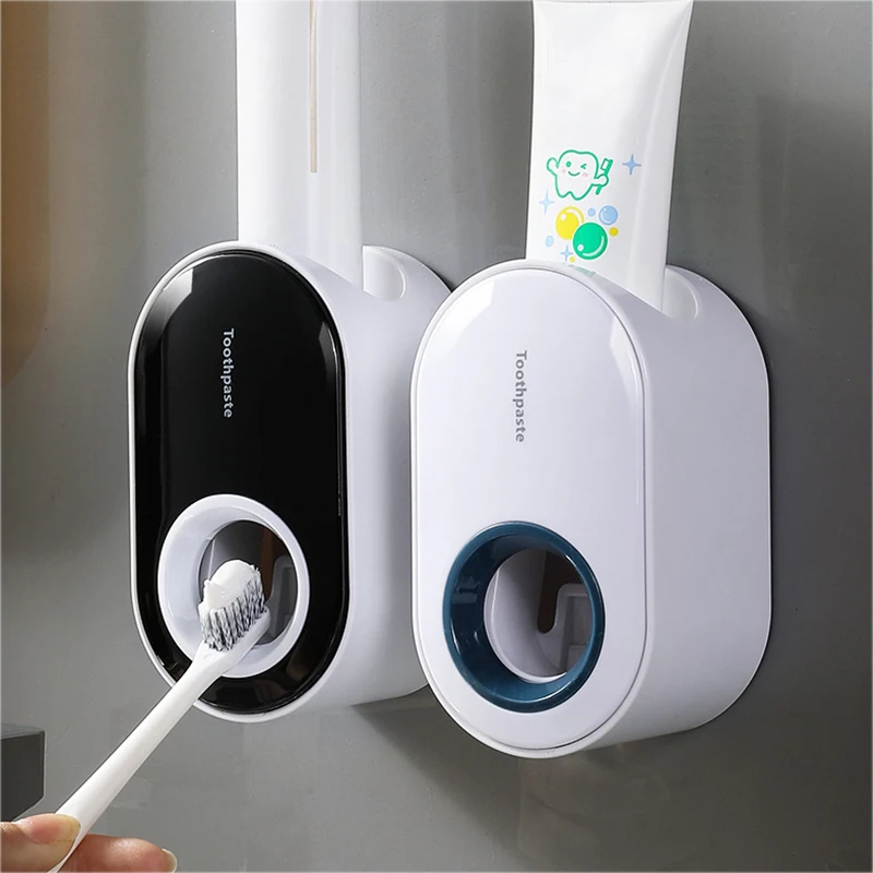 Automatic Toothpaste Dispenser Dust-Proof Toothbrush Holder Wall Mount Stand Bathroom Accessories Set Toothpaste Squeezer