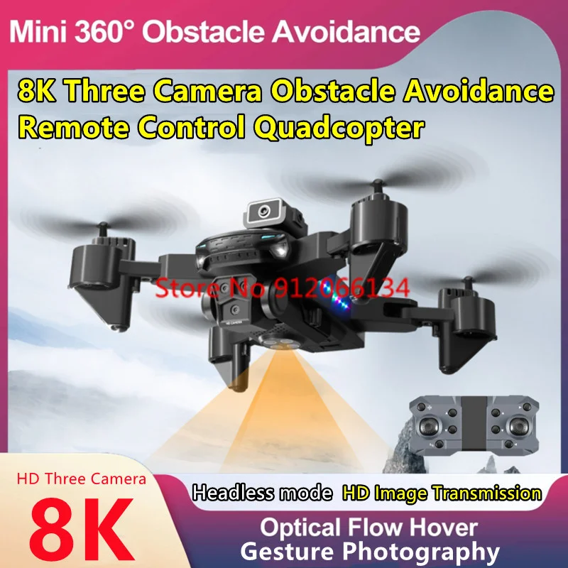 8K Obstacle Avoidance 3 Camera Remote Control Drone 2.4G Optical Flow Trajectory Flight Headless WIFI FPV RC Drone Quadcopter