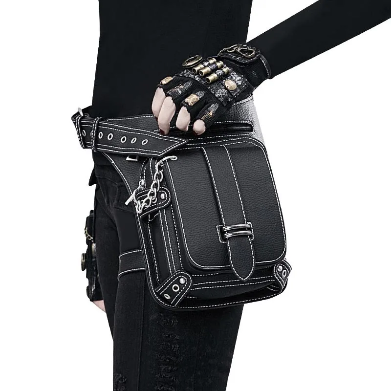 Women's Motorcycle Waist Bag Punk Retro Waist Bag Outdoor Single Shoulder Crossbody Bag For Women Mobile Phone Waist Bag