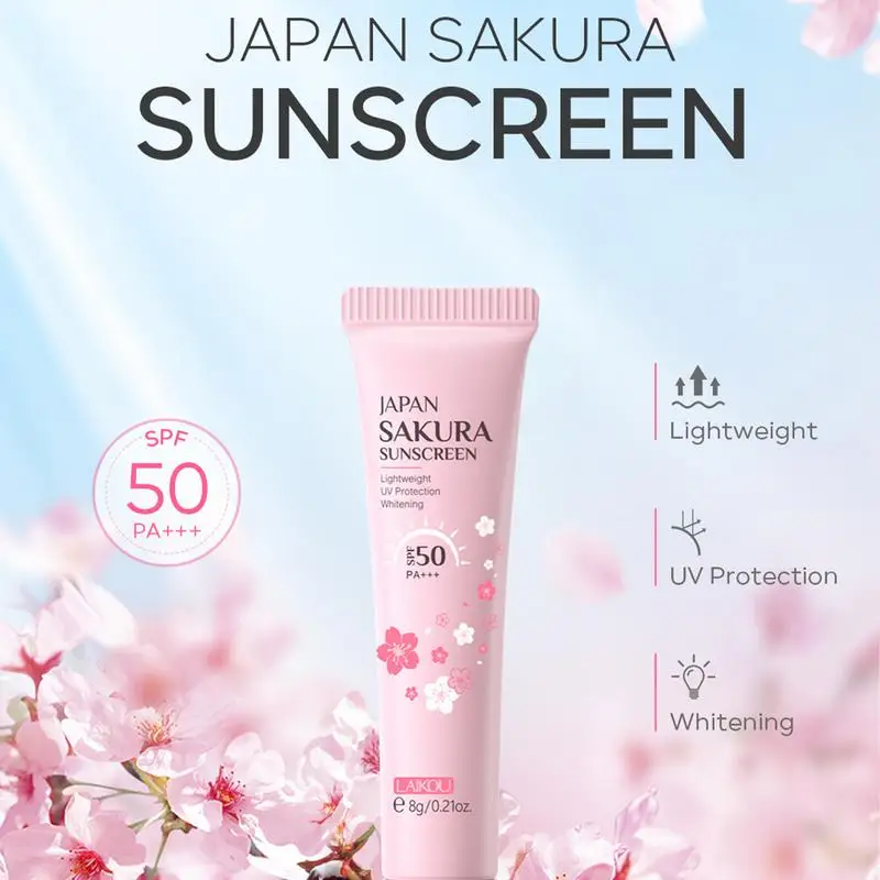 1pc Sakura Whitening Cream Sunscreen Protector Facial Solar Sun Blocker Spf50 PA+++ Isolation Lotion Cream Bleaching Moisturizer