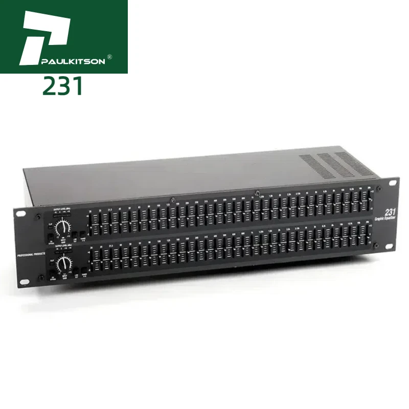 Paulkitson Equalizer EQ231 Pro Audio DBX Equalizer Amplifier Audio Professional Slider Controls 2U Sound Equalizer
