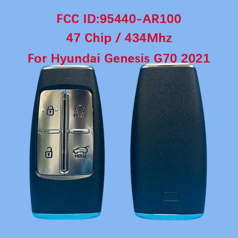 

CN020385 Послепродажный 4-кнопочный смарт-ключ с дистанционным управлением 47 чипов 433 МГц FCC ID 95440-AR100 Keyless Go для Hyundai G70 2022