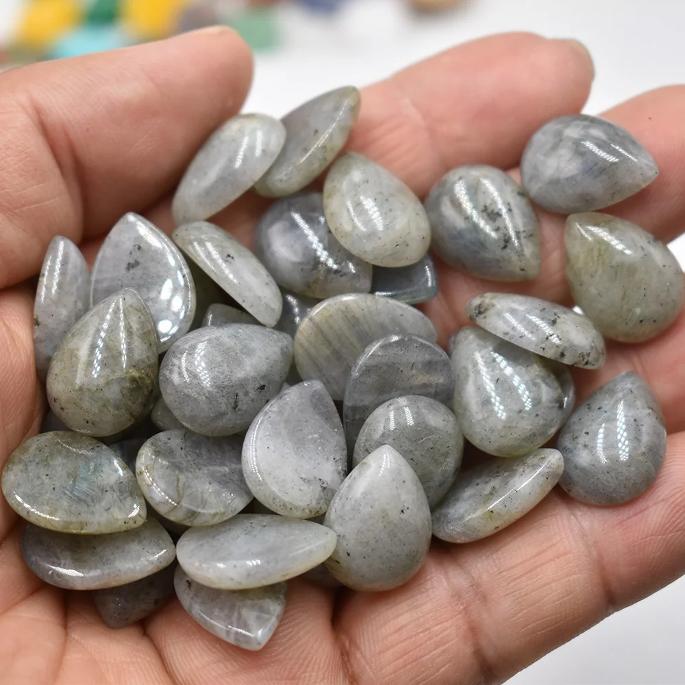 Großhandel 50 Stück/Lot verschiedene Naturstein-Cabochon-Perlen in Tropfenform 13x18mm für DIY-Schmuckzubehör Kostenloser Versand – Detail 19