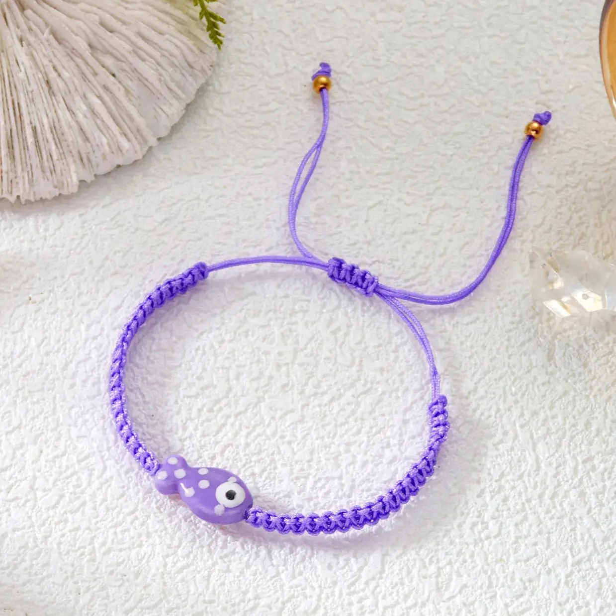 

Simple Colorful Ceramic Fish Bracelets for Women Bohemia Handmade Braided Rope Adjustable Bracelets Friendship Jewelry Gifts