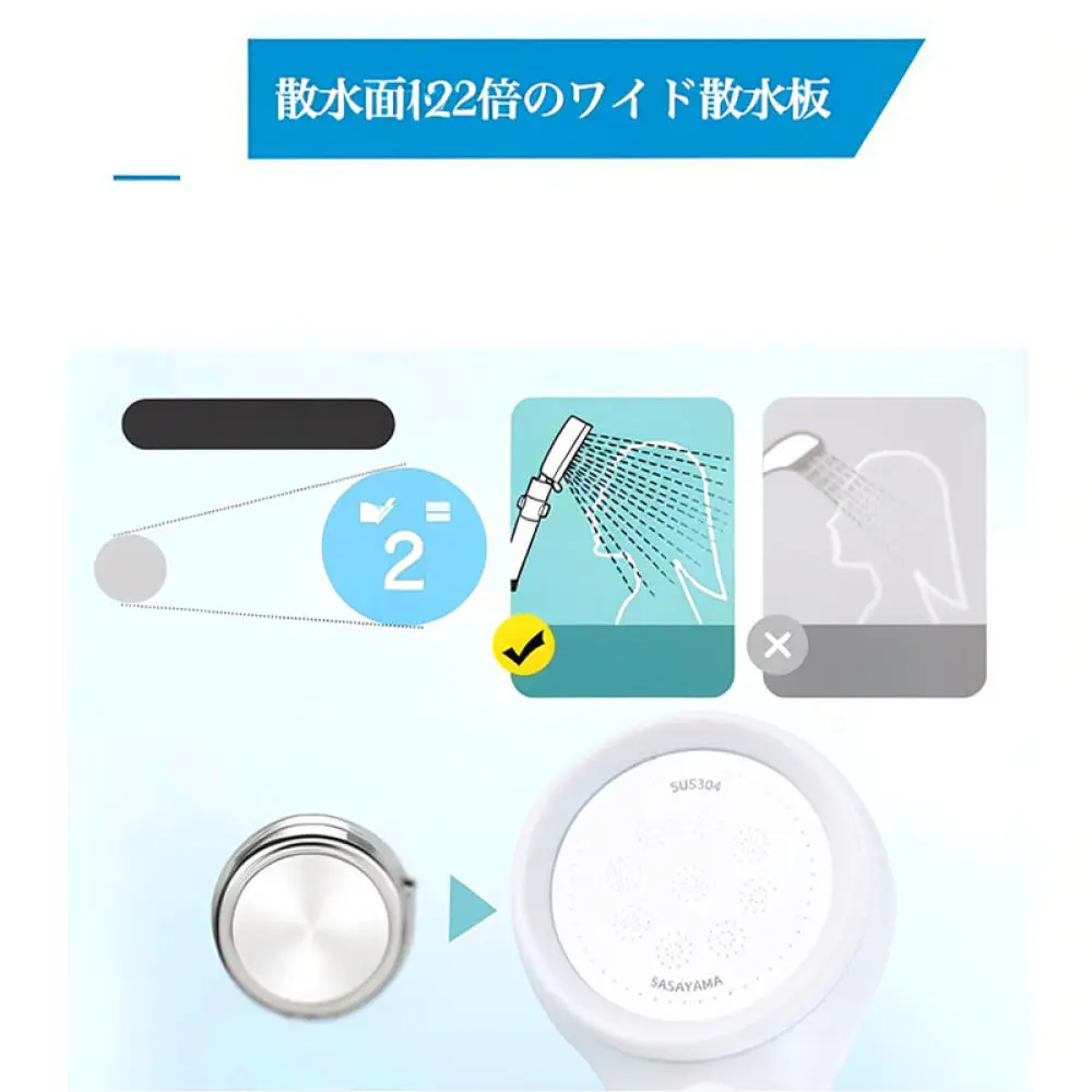 For For SASAYAMA Bathroom Shower Head Powerful Water Saving Sprayer High Pressure Handheld Rainfall Bath Nozzle With Stop Switch