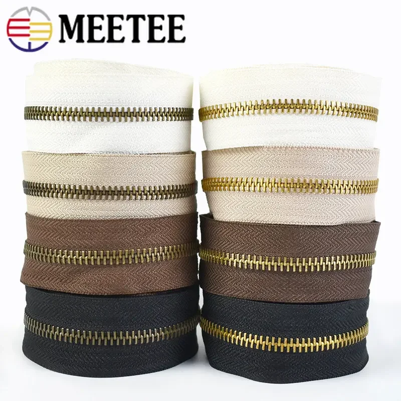 1/2/3/4Meters Meetee 5# Metal Zippers Endless Zips Bag Jacket Clothes Luggage Zipper for Sewing Repair Kits Accessories