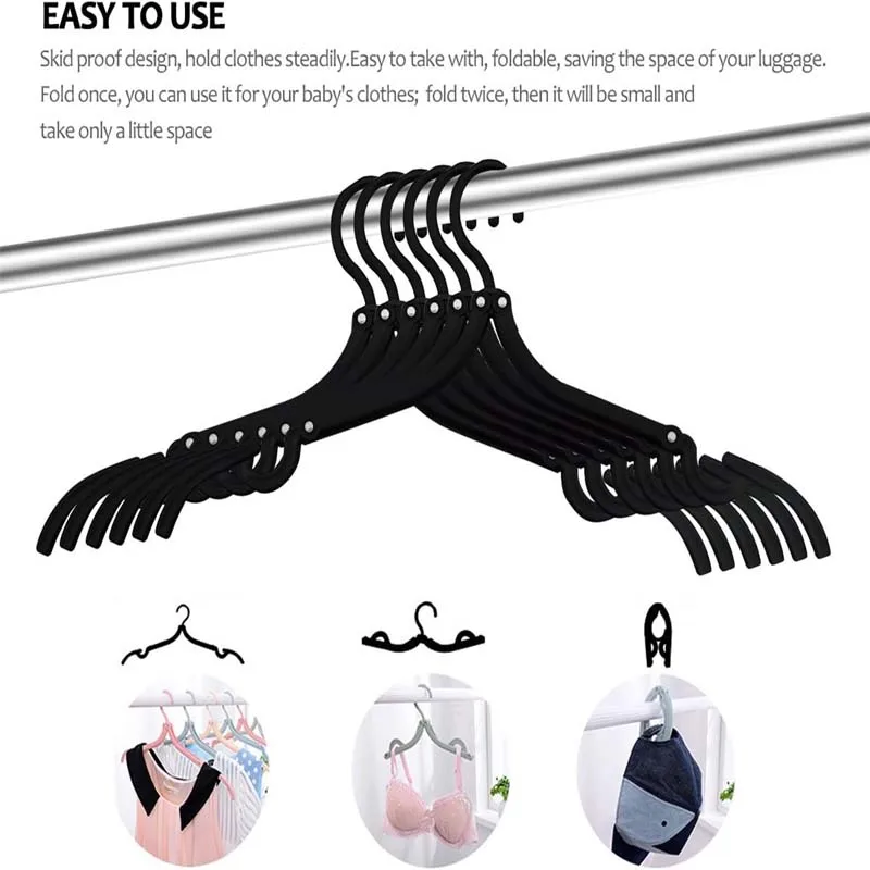 Set of 6/12/18 Travel clothes hangers Portable Lightweight Folding Clothes Non-Slip Folding Hangers Drying Rack Travel Access