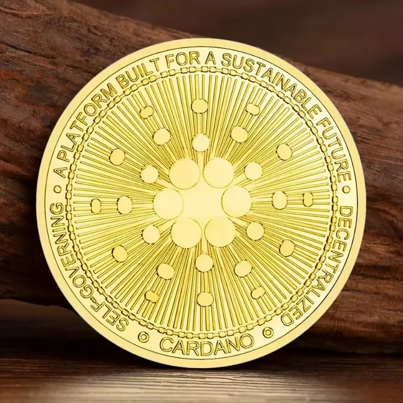 Cardano ADA Physical Cryptocurrency Coin Gold Plated Commemorative Bitcoin Alternative Home Decoration Token 40mm Round Shape