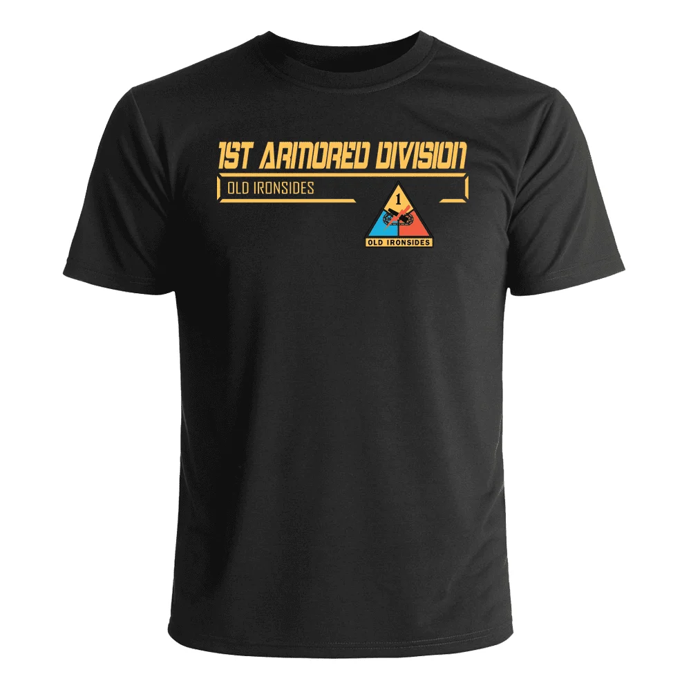 

US Army 1st Armored Division T-Shirt 100% Cotton O-Neck Summer Short Sleeve Casual Mens T-shirt Size S-3XL