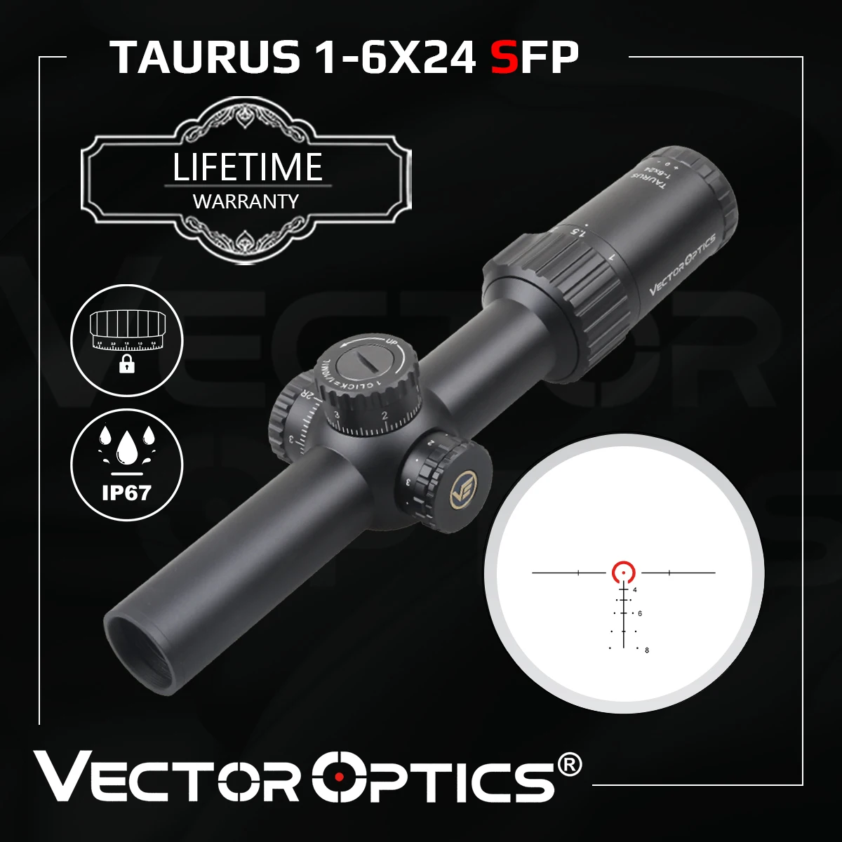 

Vector Optics Taurus 1-6x24 SFP LPVO Riflescope With Wide Field of View Long Eye Relief Ideal for Dawn & Dusk Shooting Fit AR 15