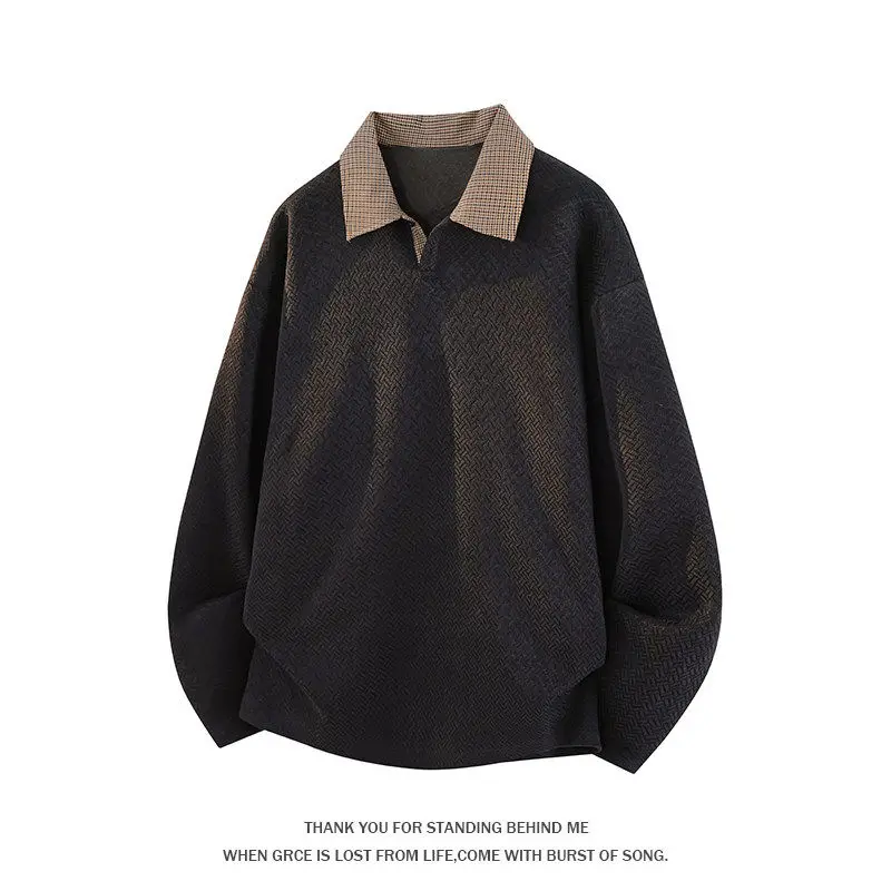 

Мужская винтажная лоскутная футболка с воротником в американском стиле, модная повседневная, для молодежи, для отдыха...