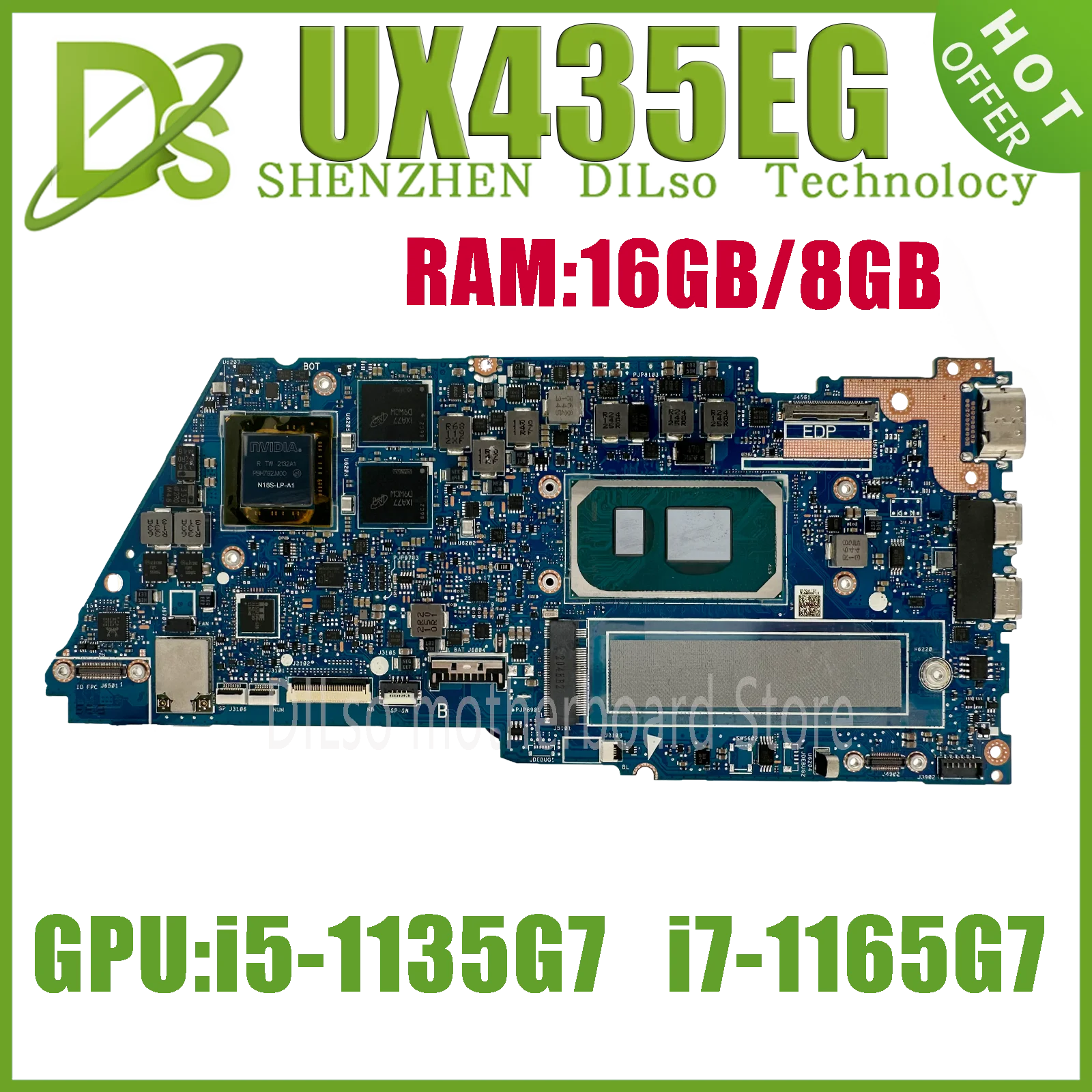 KEFU Mainboard For ASUS UX435E UX435EA UX435EAL BX435E RX435E UX435EG UX435EGL Laptop Motherboard I5 I7 11th Gen 8GB/16GB-RAM