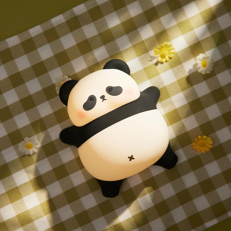 Lindo Panda luz de noche LED de silicona, lámpara de noche con temporizador táctil, carga USB, decoración de dormitorio, regalo de cumpleaños para