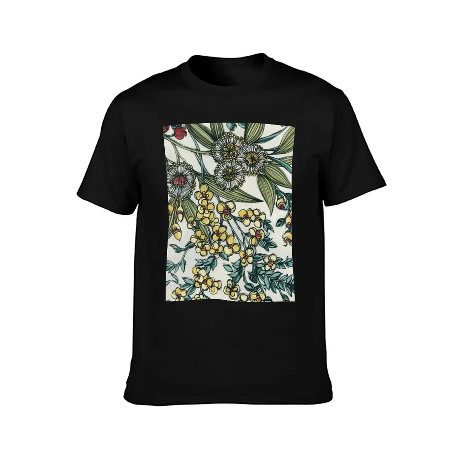 Retro Australian Native Floral T-Shirt Plus Size Solid Color T-Shirt