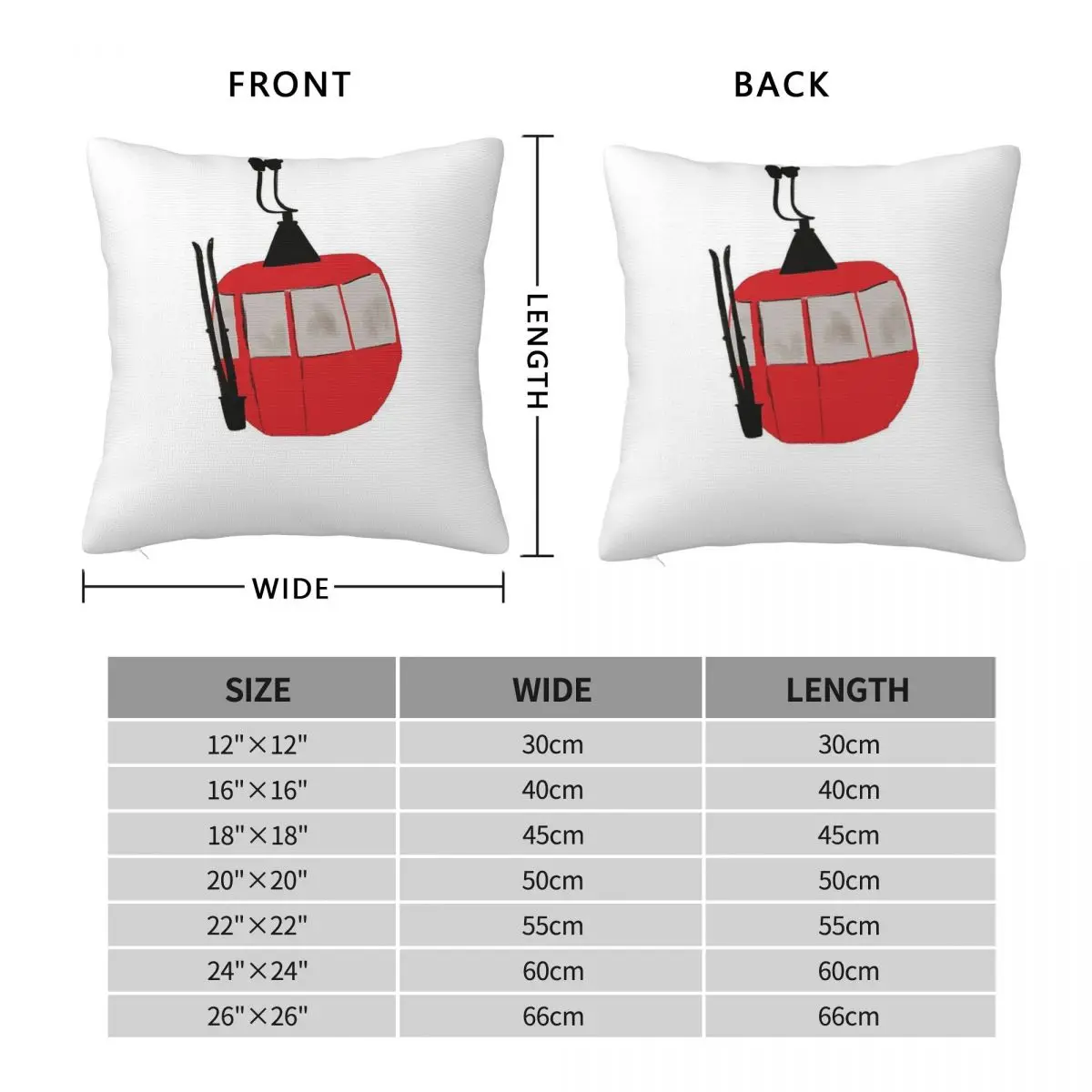 Red Ski Lift Gondola Square Pillowcase Polyester Linen Velvet Creative Zip Throw Pillow Case Sofa Seater Cushion Cover 45x45