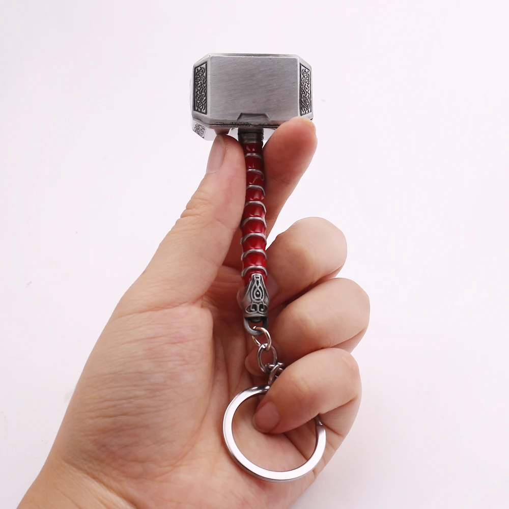 The Avengers Thor Hammer Metal Key Chain Marvel Keyring Men Women Key Holder Car Keychain Accessories Toys Gift