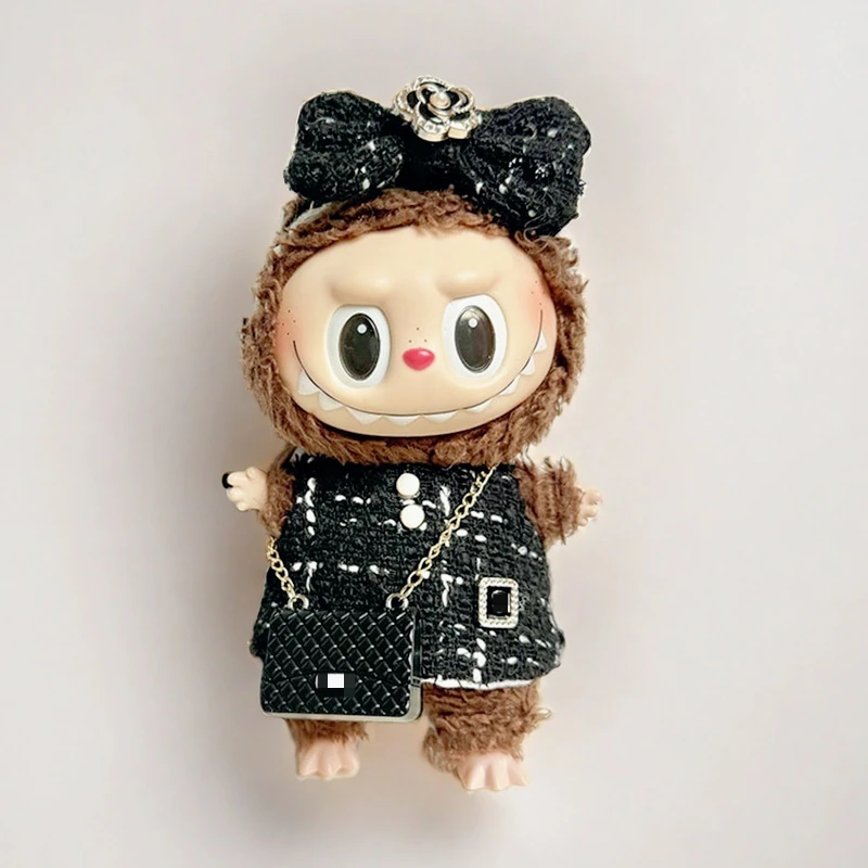 17cm Labubu Plush Doll'S Clothes Outfit Accessories For Korea Kpop Exo Labubu Idol V1 V2 black dress suit Clothing Gift